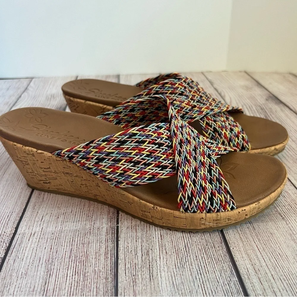 Skechers Luxefoam Cork Heeled Sandals 10